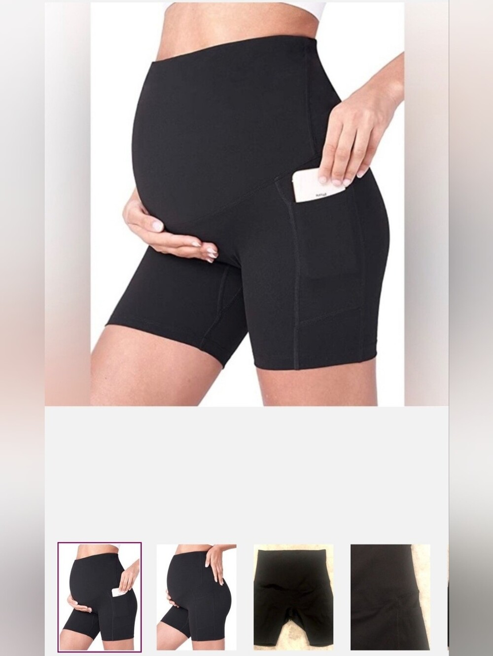 Poshdiva Women's Maternity Black Bike Shorts Side Pocket NEW NWT Size Large